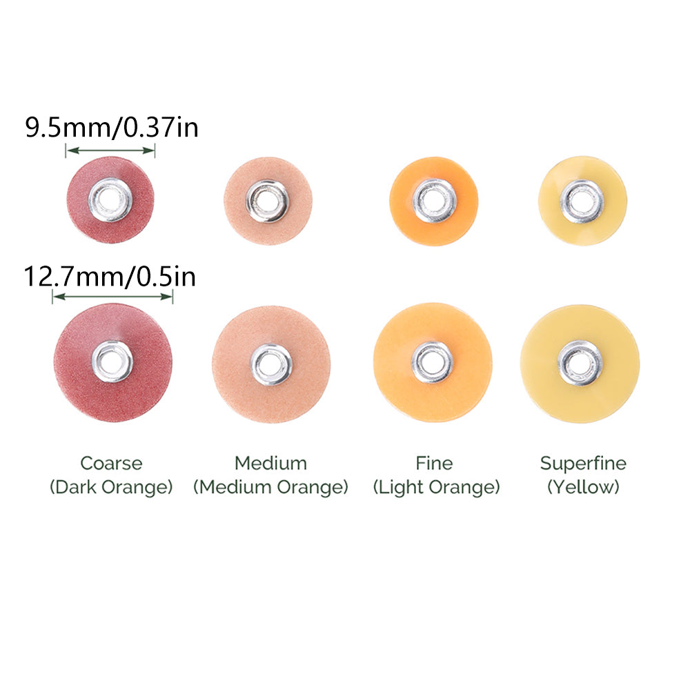 LYuen 50Pcs Dental Finishing & Polishing Discs – Color-Coded 4-Grit System for Composites/Ceramics/Glass Ionomer, Autoclavable, Fits RA 2.35mm Mandrel (1/2" & 3/8")