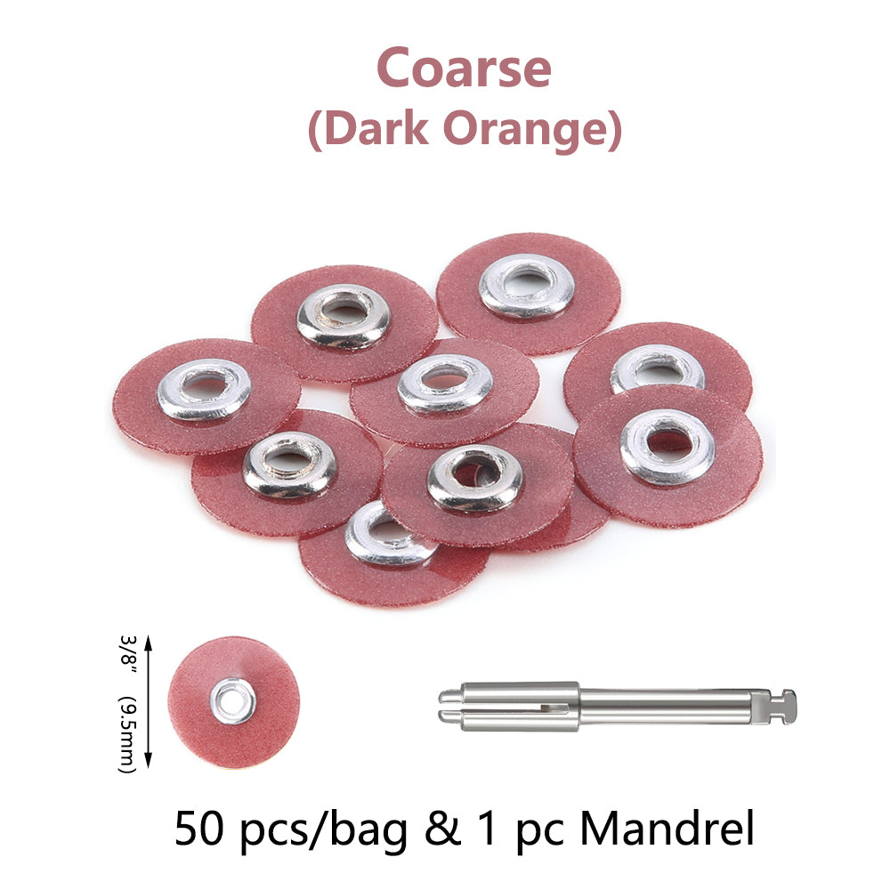 LYuen 50Pcs Dental Finishing & Polishing Discs – Color-Coded 4-Grit System for Composites/Ceramics/Glass Ionomer, Autoclavable, Fits RA 2.35mm Mandrel (1/2" & 3/8")