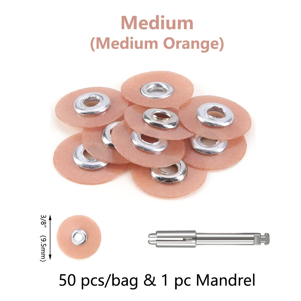 LYuen 50Pcs Dental Finishing & Polishing Discs – Color-Coded 4-Grit System for Composites/Ceramics/Glass Ionomer, Autoclavable, Fits RA 2.35mm Mandrel (1/2" & 3/8")