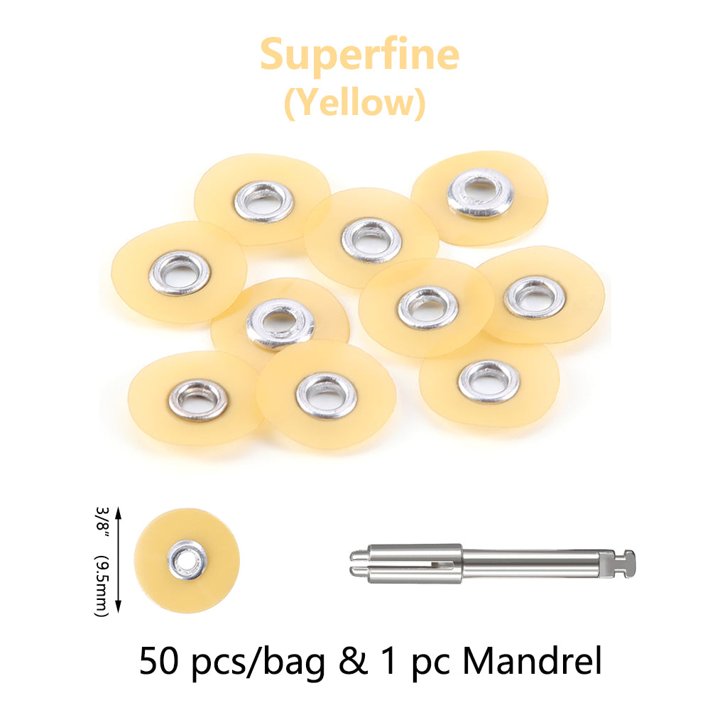 LYuen 50Pcs Dental Finishing & Polishing Discs – Color-Coded 4-Grit System for Composites/Ceramics/Glass Ionomer, Autoclavable, Fits RA 2.35mm Mandrel (1/2" & 3/8")
