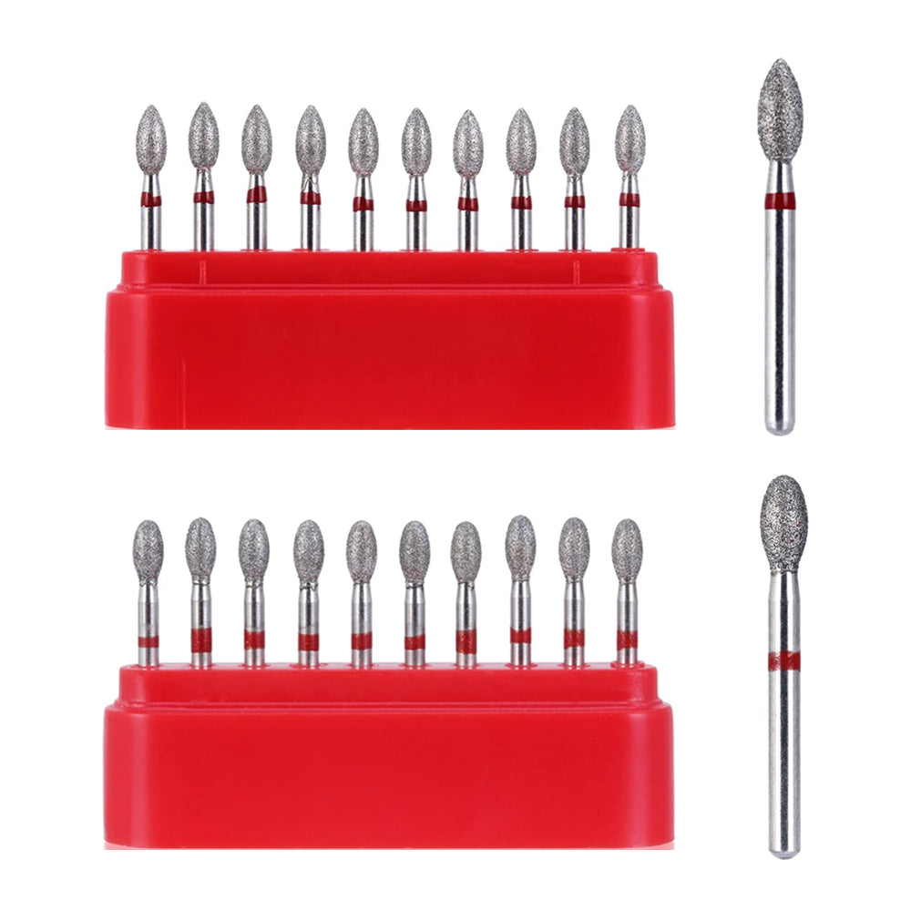 LYuen 10Pcs Football Shape Diamond Burs – 368-023F & 379-023F Fine Grit for High Speed Handpiece, Concentric Balanced Design for Smooth Cutting, Crown Preparation Tools (1.6mm FG)