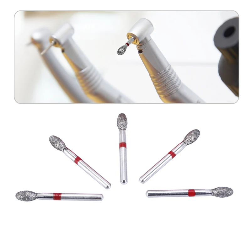 LYuen 10Pcs Football Shape Diamond Burs – 368-023F & 379-023F Fine Grit for High Speed Handpiece, Concentric Balanced Design for Smooth Cutting, Crown Preparation Tools (1.6mm FG)