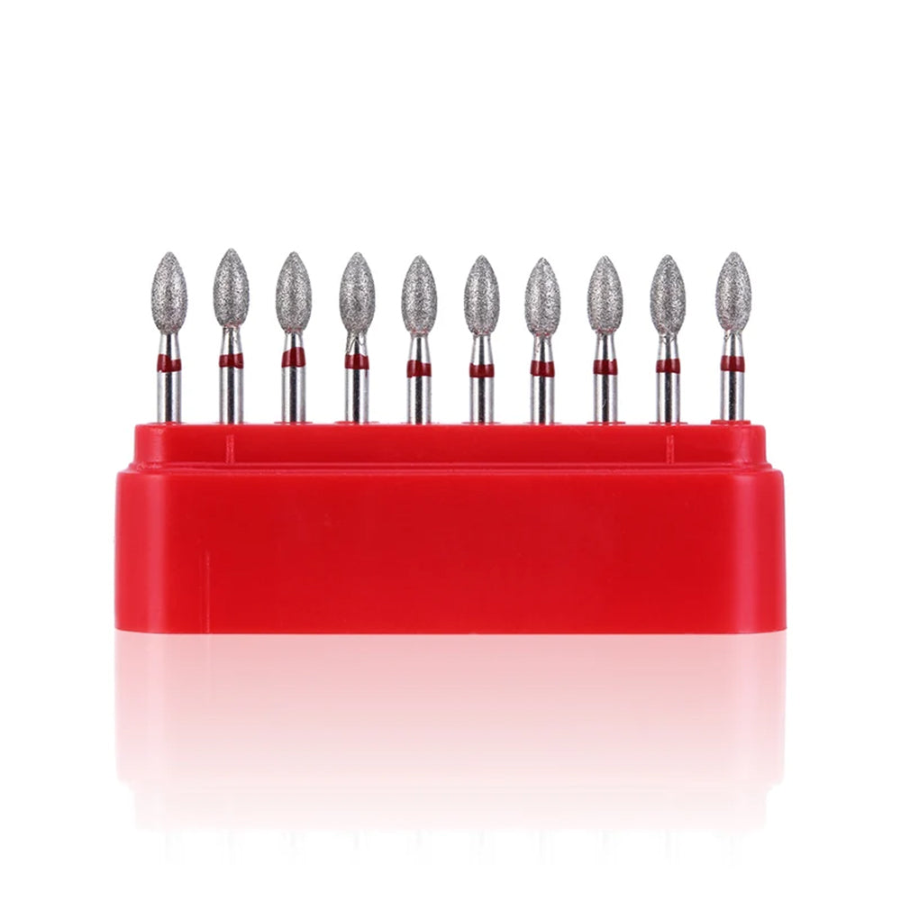LYuen 10Pcs Football Shape Diamond Burs – 368-023F & 379-023F Fine Grit for High Speed Handpiece, Concentric Balanced Design for Smooth Cutting, Crown Preparation Tools (1.6mm FG)