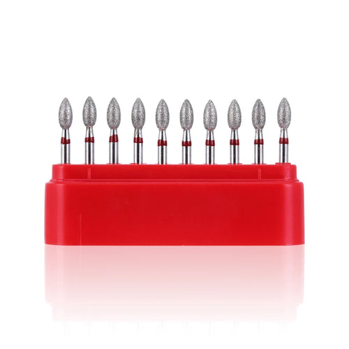 LYuen 10Pcs Football Shape Diamond Burs – 368-023F & 379-023F Fine Grit for High Speed Handpiece, Concentric Balanced Design for Smooth Cutting, Crown Preparation Tools (1.6mm FG)