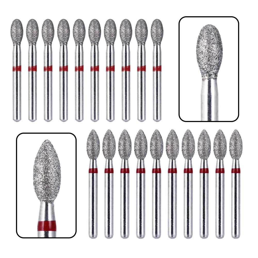 LYuen 10Pcs Football Shape Diamond Burs – 368-023F & 379-023F Fine Grit for High Speed Handpiece, Concentric Balanced Design for Smooth Cutting, Crown Preparation Tools (1.6mm FG)