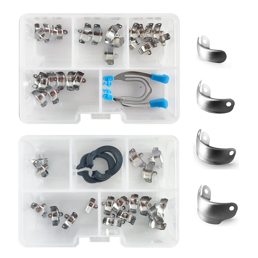 LYuen G3/F3 Sectional Matrix System – 30Pcs Contoured Metal Matrices (3.5-6.5mm) + Resin Clamping & Separation Rings, Complete Kit for Composite Restorations
