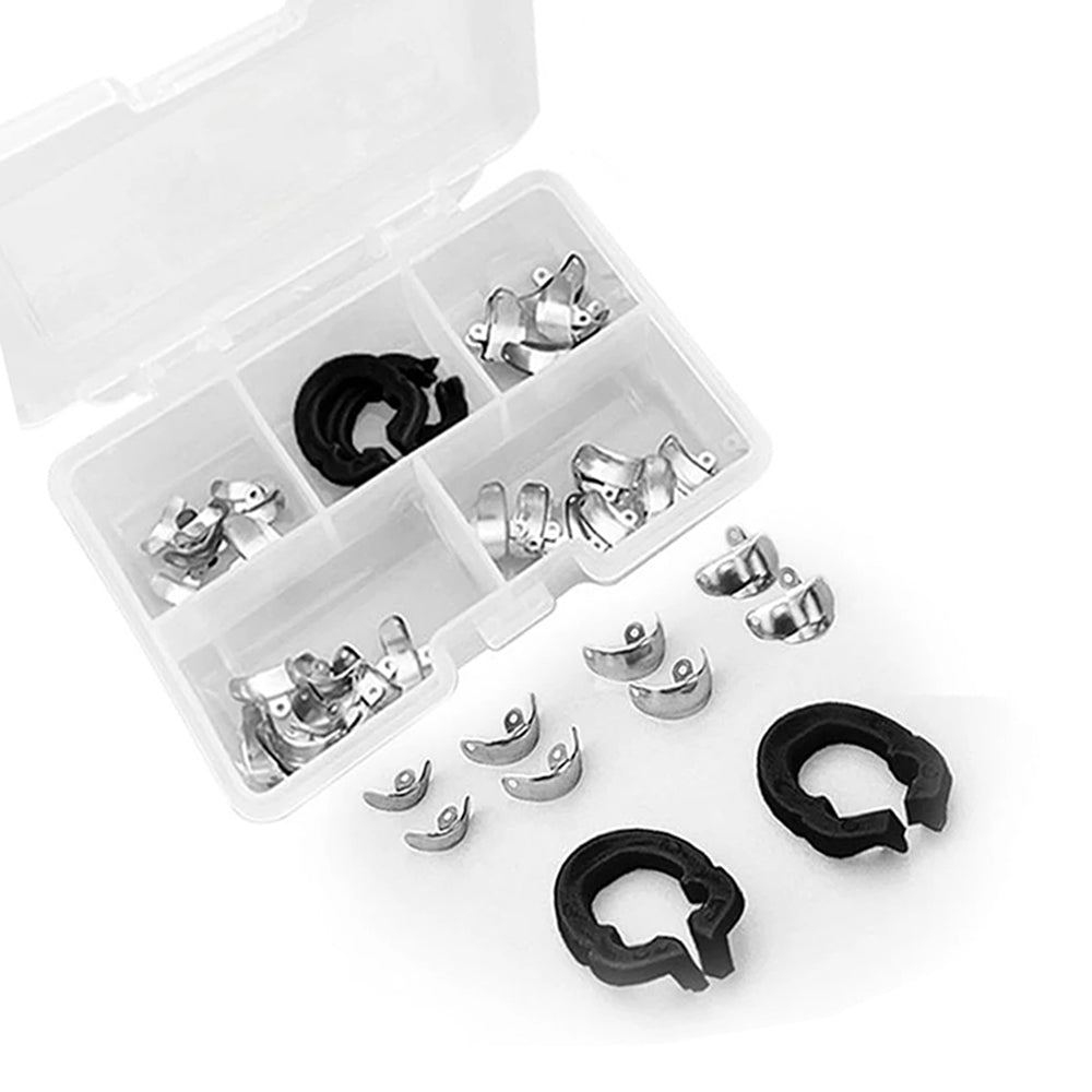 LYuen G3/F3 Sectional Matrix System – 30Pcs Contoured Metal Matrices (3.5-6.5mm) + Resin Clamping & Separation Rings, Complete Kit for Composite Restorations