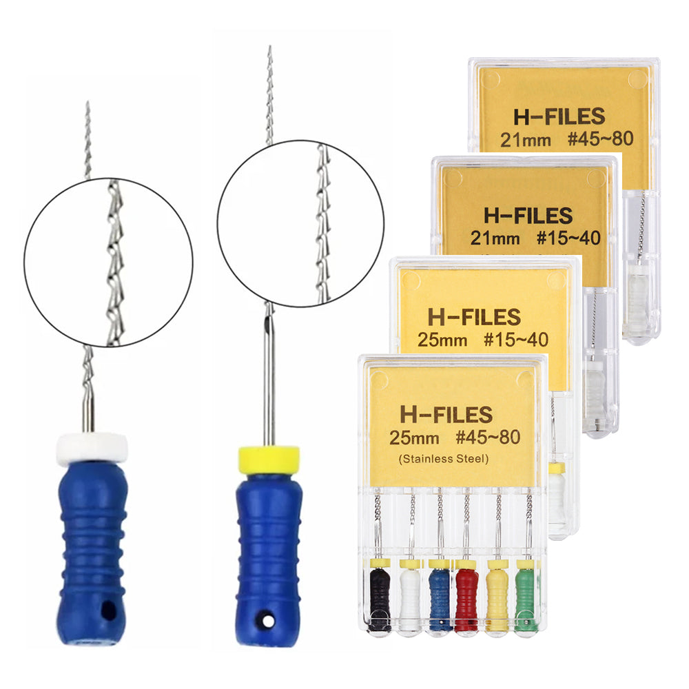 LYuen Hand Use H Files 21mm/25mm Stainless Steel High Filing Efficiency Dentist Endodontic Root Canal Treatment Multiple Sizes Available
