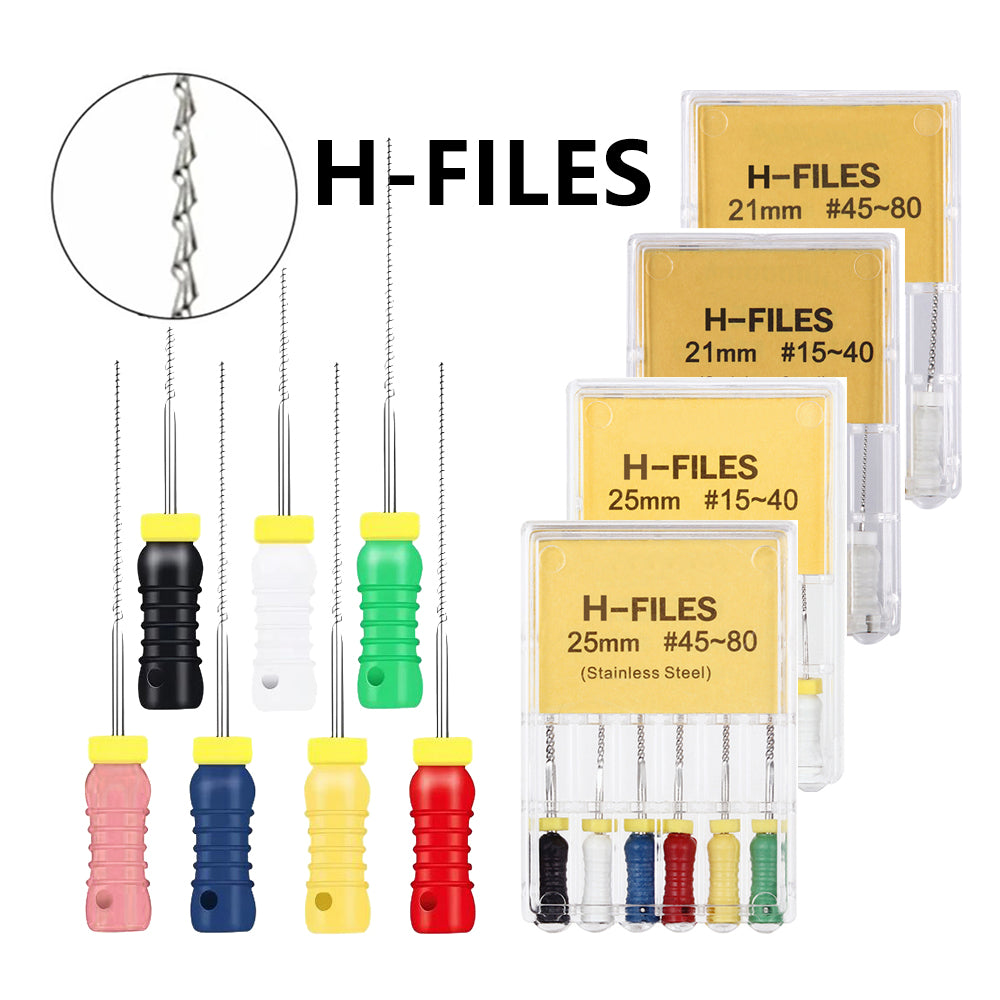 LYuen Hand Use H Files 21mm/25mm Stainless Steel High Filing Efficiency Dentist Endodontic Root Canal Treatment Multiple Sizes Available
