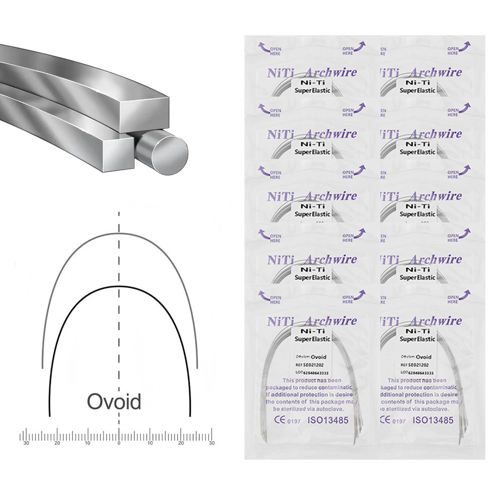 LYuen 10Pcs Dental Heat Activated NiTi Archwires – Thermal Activated Natural Form Orthodontic Arc, Round/Rectangular for Teeth Braces, Multiple Sizes Upper/Lower