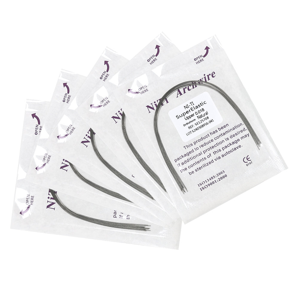 LYuen 10Pcs Dental Heat Activated NiTi Archwires – Thermal Activated Natural Form Orthodontic Arc, Round/Rectangular for Teeth Braces, Multiple Sizes Upper/Lower