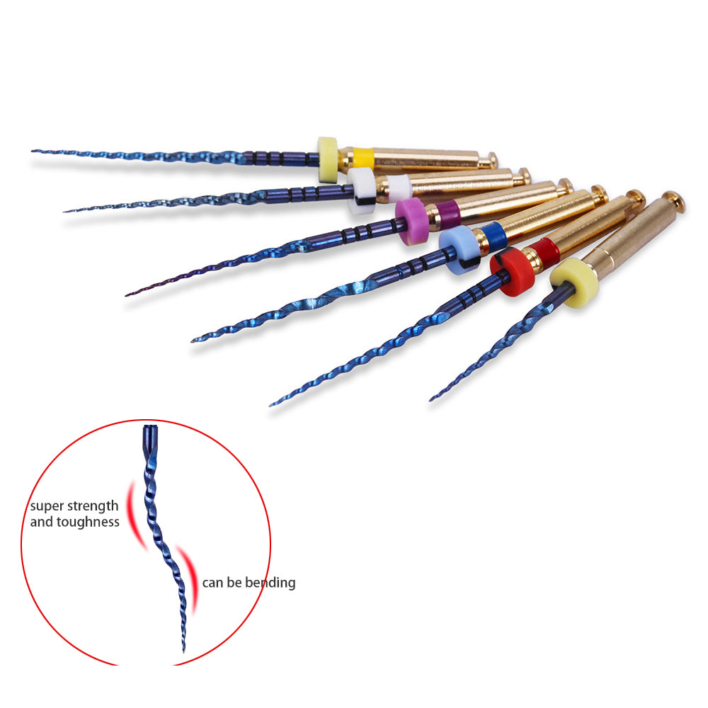 LYuen Dental Heat Activated Root Canal Files Kit SX-F3 6pcs/Box Heat Treated NiTi High Flexibility Dentist Endodontic Treatment Curved Canal Preparation Instruments