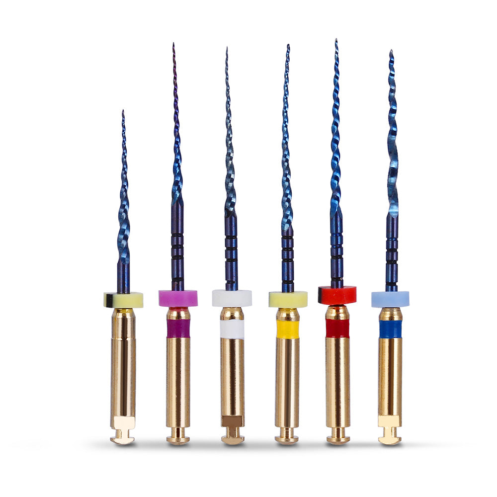 LYuen Dental Heat Activated Root Canal Files Kit SX-F3 6pcs/Box Heat Treated NiTi High Flexibility Dentist Endodontic Treatment Curved Canal Preparation Instruments