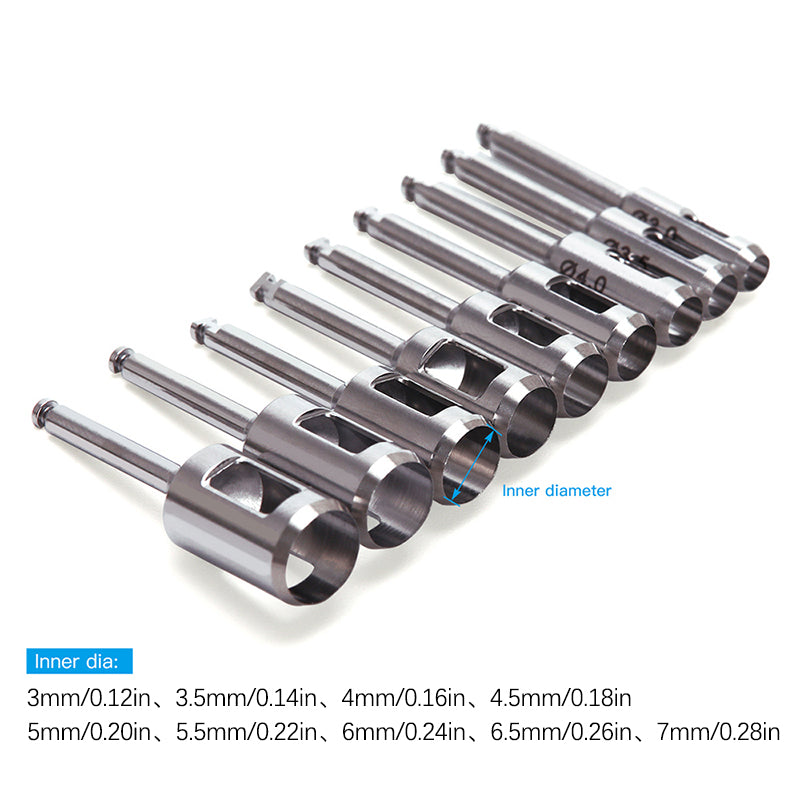 LYuen 1pc Dental Implant Tissue Punch – Stainless Steel Gingival Ring Cutter, Low Speed Handpiece Surgical Instrument, Autoclavable (3-7mm Sizes Available)