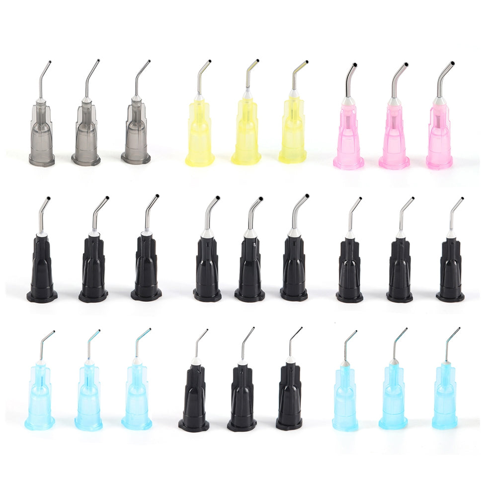 LYuen Dental Irrigation Bent Needle Tips 100pcs/Box Flexible Design Acid Etchant Resin Delivery Dentist Consumables Syringe Tips