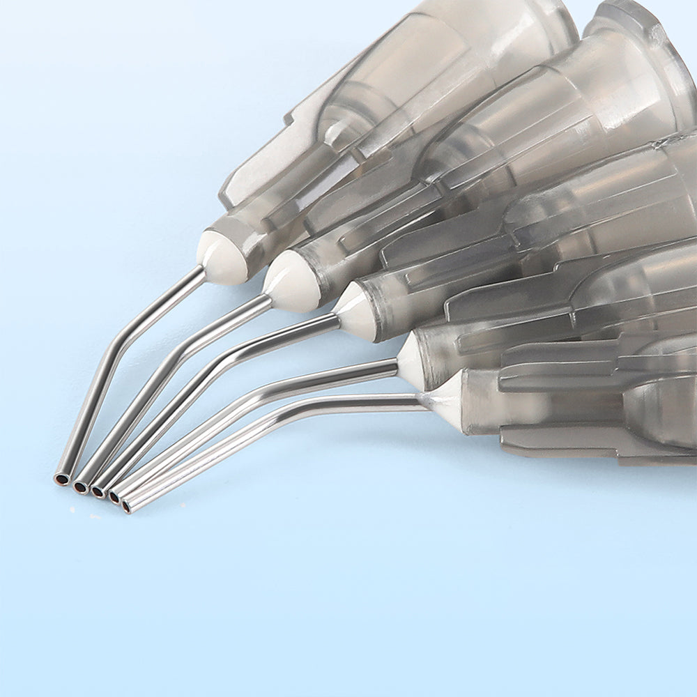LYuen Dental Irrigation Bent Needle Tips 100pcs/Box Flexible Design Acid Etchant Resin Delivery Dentist Consumables Syringe Tips
