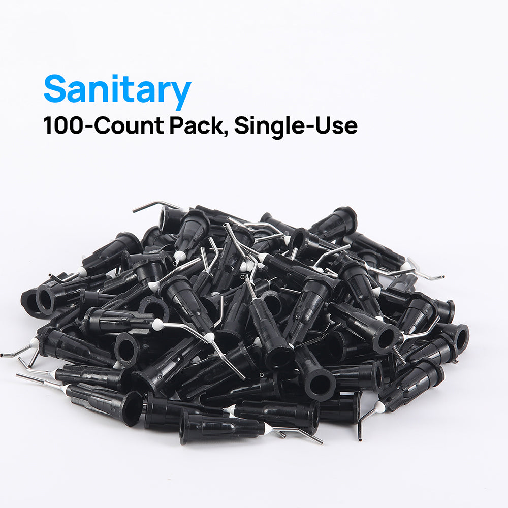 LYuen Dental Irrigation Bent Needle Tips 100pcs/Box Flexible Design Acid Etchant Resin Delivery Dentist Consumables Syringe Tips