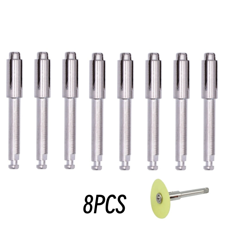 LYuen 8Pcs Dental Mandrel – Flexi Disc Clip Chuck, RA Shank Polishing Disk Holder for Dental Lab, Stainless Steel