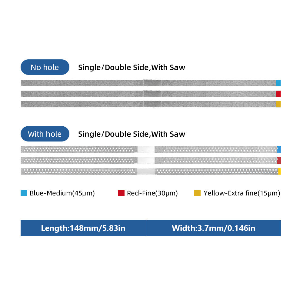 LYuen 5Pcs Dental Diamond Polishing Strips – Orthodontic IPR Strips for Interproximal Enamel Reduction, Blue Medium/Red Fine/Yellow Extra Fine, Stainless Steel with Diamond