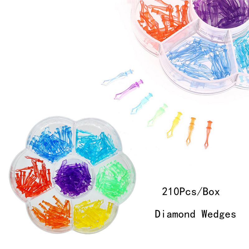 LYuen 40/210Pcs Dental Plastic Wedges – 7 Sizes & Colors Interdental Wedges, Autoclavable Disposable Tooth Gap Tool for Restorative Dentistry (XS/S/M/L/Deep/Extended)