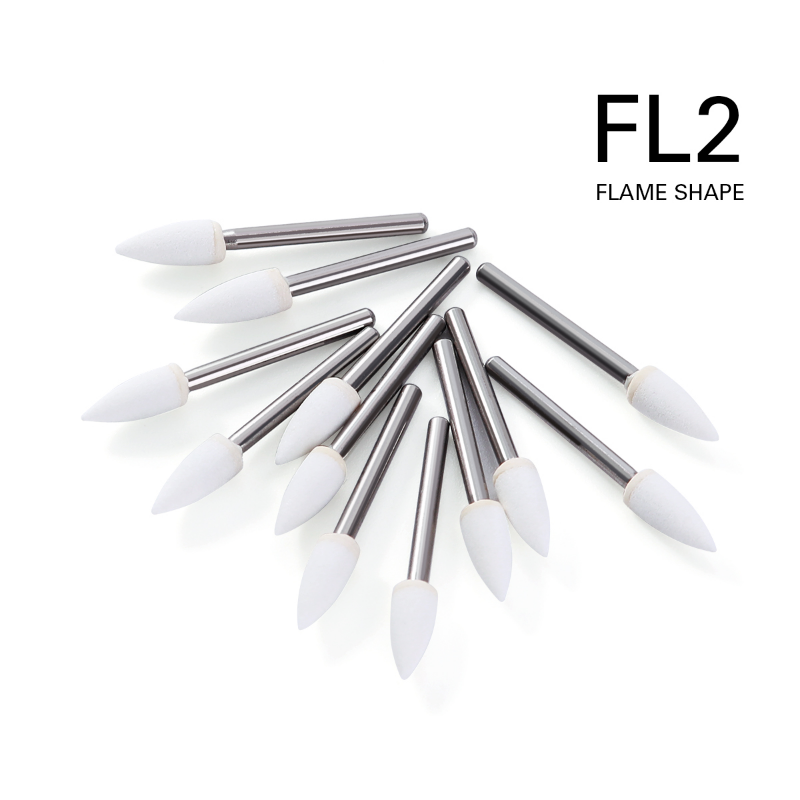 LYuen 12pcs Dental Polishing Stones – White Stone FG Burs Set Cone/Flame/Round Shapes, Abrasion Bur for High Speed Handpiece (1.6mm)
