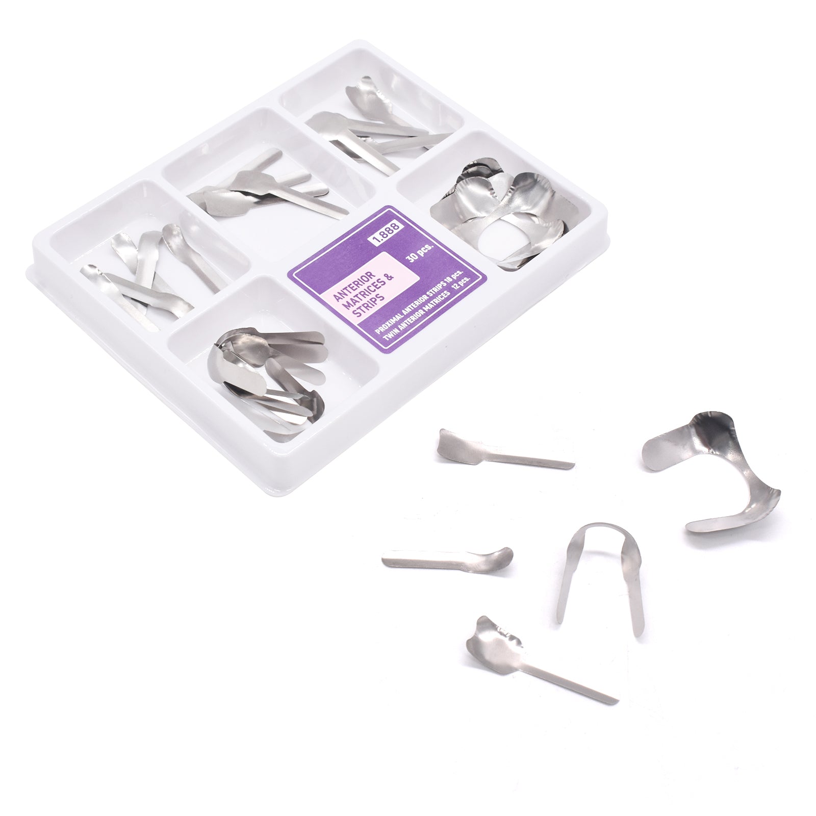 LYuen Dental Proximal Anterior Strips – Twin Anterior Matrices System, Stainless Steel for Anterior Restoration, Multiple Sizes 5/7/9mm & Twin Small/Large (12-30pcs/Box)