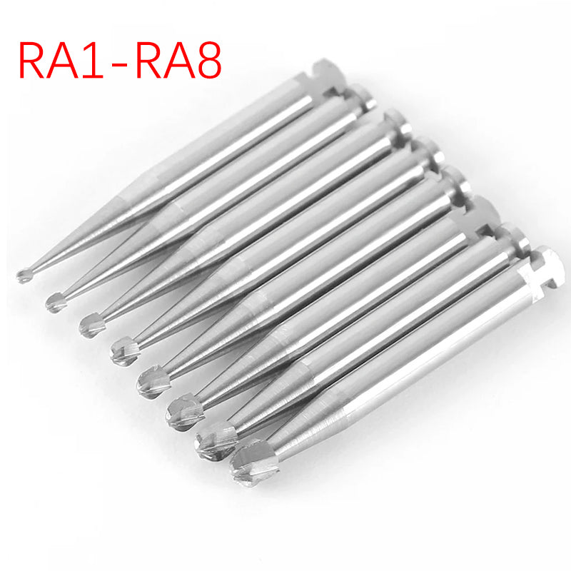 LYuen 5pcs Low Speed RA Tungsten Carbide Burs – Round Head 8 Sizes Optional, 2.35mm Shank for Dental Lab & Clinic, Precision Cutting Tools (22.5mm Length)