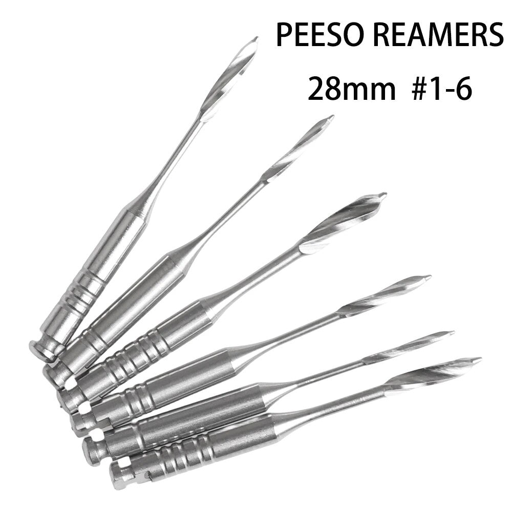 LYuen Root Canal Peeso Reamers Drill – Gates Type Endodontic Instruments, 28/32mm Stainless Steel for Low Speed Handpiece, Dentist Clinic Tools (#1-#6 Sizes)