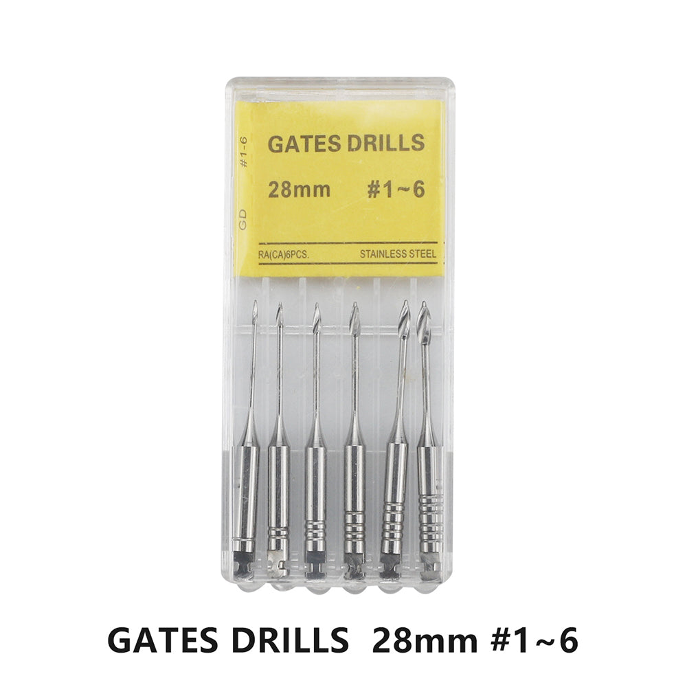 LYuen Root Canal Peeso Reamers Drill – Gates Type Endodontic Instruments, 28/32mm Stainless Steel for Low Speed Handpiece, Dentist Clinic Tools (#1-#6 Sizes)