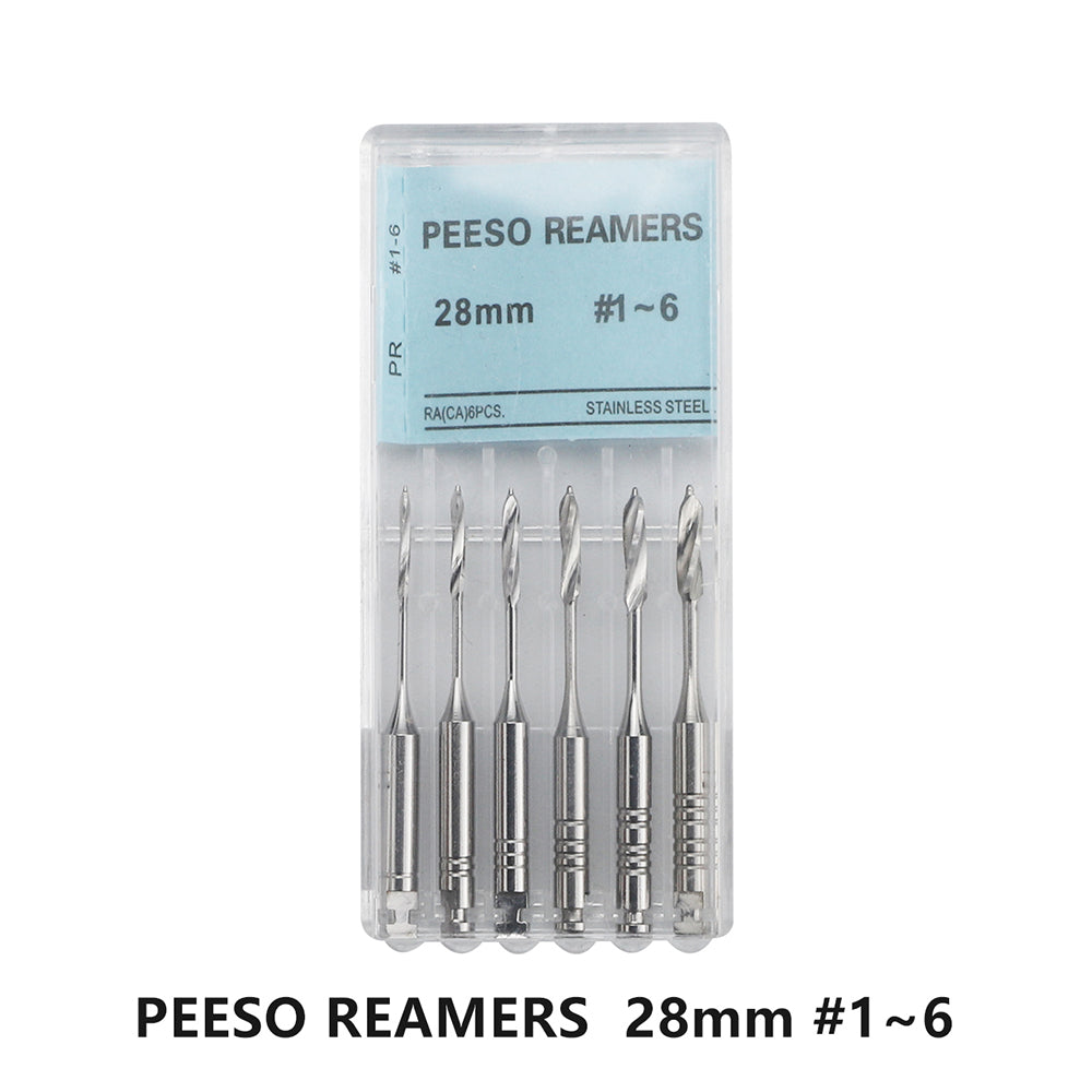 LYuen Root Canal Peeso Reamers Drill – Gates Type Endodontic Instruments, 28/32mm Stainless Steel for Low Speed Handpiece, Dentist Clinic Tools (#1-#6 Sizes)