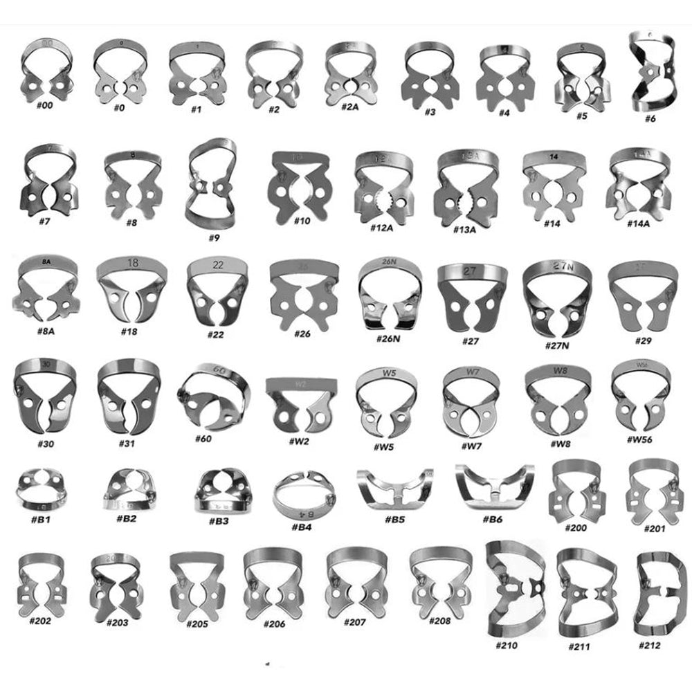 LYuen 1Pc Dental Rubber Dam Clamp – Stainless Steel Endodontic Restorative Barrier Clip, 50 Sizes Available, Fully Autoclavable Reusable for Molar Teeth