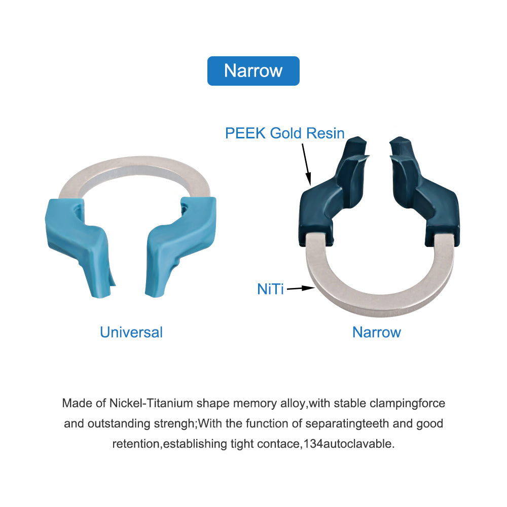 "LYuen Sectional Contoured Matrix System – 100Pcs Metal Matrices M4 (3.5-6.5mm) + Nickel Titanium Clamping Rings R6, Autoclavable 135°C for Restorative Dentistry  "