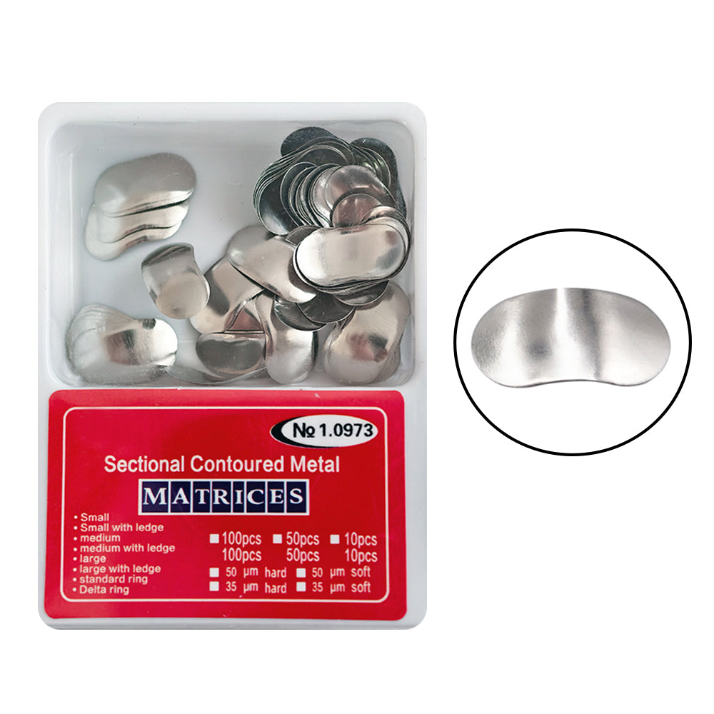 LYuen 100Pcs/Box Sectional Matrix System – Metal Matrices Clamping/Separating Rings with Springclip Plier, Stainless Steel Dental Tools for Restorative Procedures