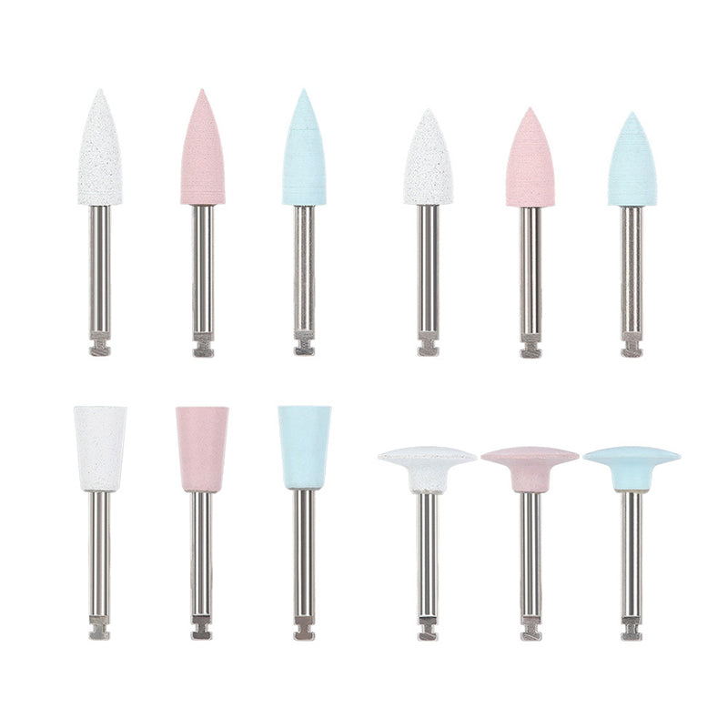 LYuen 12pcs Dental Silicone Polisher – Contra Angle Handpiece Tool for Porcelain & Composite Polishing, Teeth Dentistry Kit (Various Shapes)