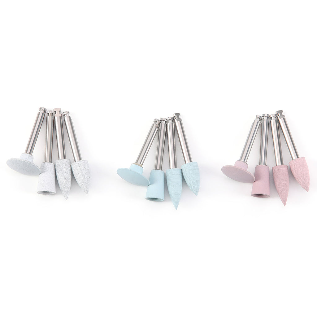 LYuen 12pcs Dental Silicone Polisher – Contra Angle Handpiece Tool for Porcelain & Composite Polishing, Teeth Dentistry Kit (Various Shapes)