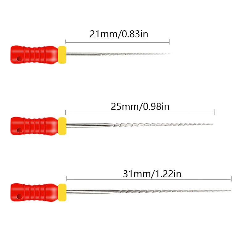LYuen Stainless Steel Hand K File Root Canal Treatment 21mm/25mm/31mm Multiple Lengths Available Medical Stainless Steel Dentist Endodontic Instruments