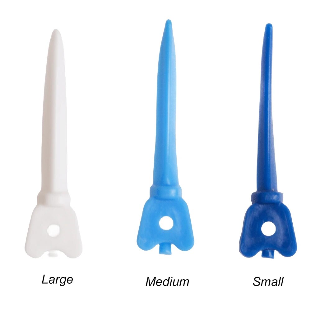 LYuen 40Pcs Dental Tulwar Wedges – Disposable Plastic Tooth Gap Wedge with Hole, Small/Medium/Large Sizes, Autoclavable 134°C, Refill for Sectional Matrix Kit