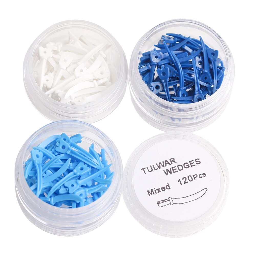 LYuen 40Pcs Dental Tulwar Wedges – Disposable Plastic Tooth Gap Wedge with Hole, Small/Medium/Large Sizes, Autoclavable 134°C, Refill for Sectional Matrix Kit