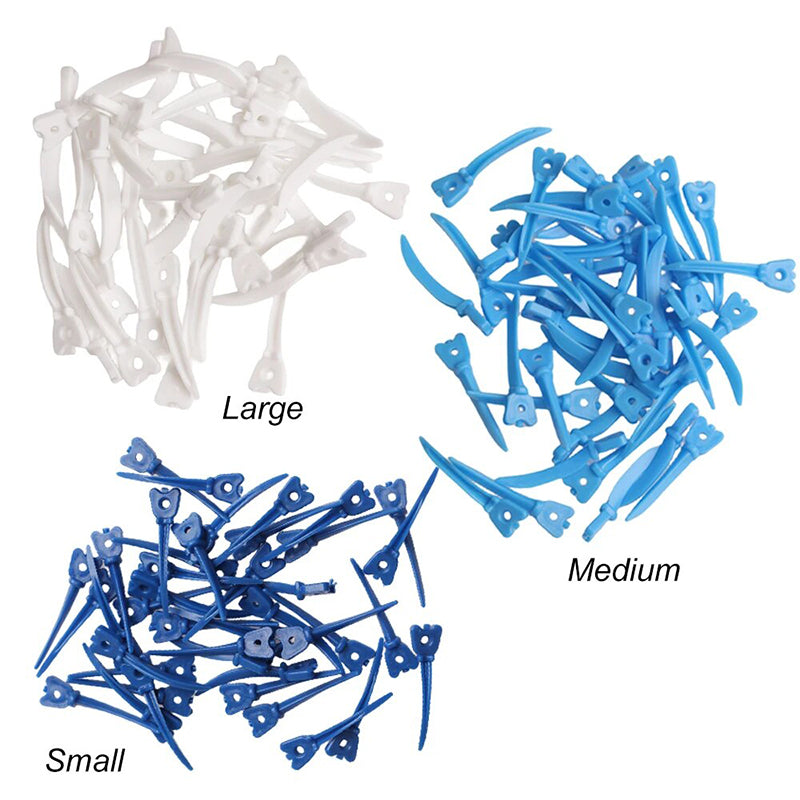 LYuen 40Pcs Dental Tulwar Wedges – Disposable Plastic Tooth Gap Wedge with Hole, Small/Medium/Large Sizes, Autoclavable 134°C, Refill for Sectional Matrix Kit