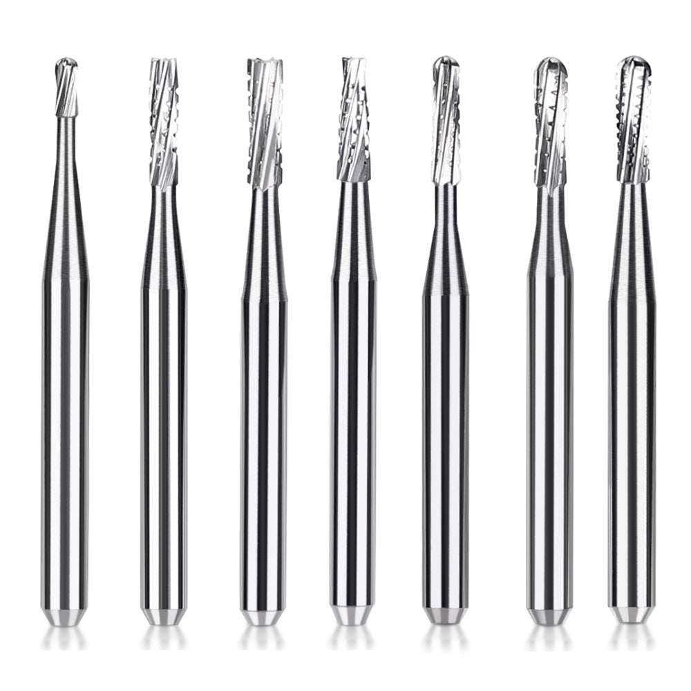 LYuen 10pcs Dental Tungsten Carbide Burs – FG Round 1/2/3/4/5, 1.6mm Shank for High Speed Handpiece, Sharp Cutting Edge Dentistry Tools (19mm Length)
