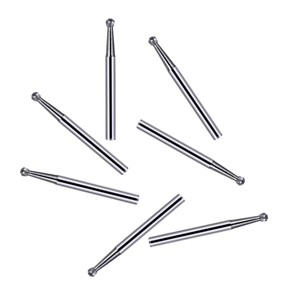 LYuen 10pcs Dental Tungsten Carbide Burs – FG Round 1/2/3/4/5, 1.6mm Shank for High Speed Handpiece, Sharp Cutting Edge Dentistry Tools (19mm Length)