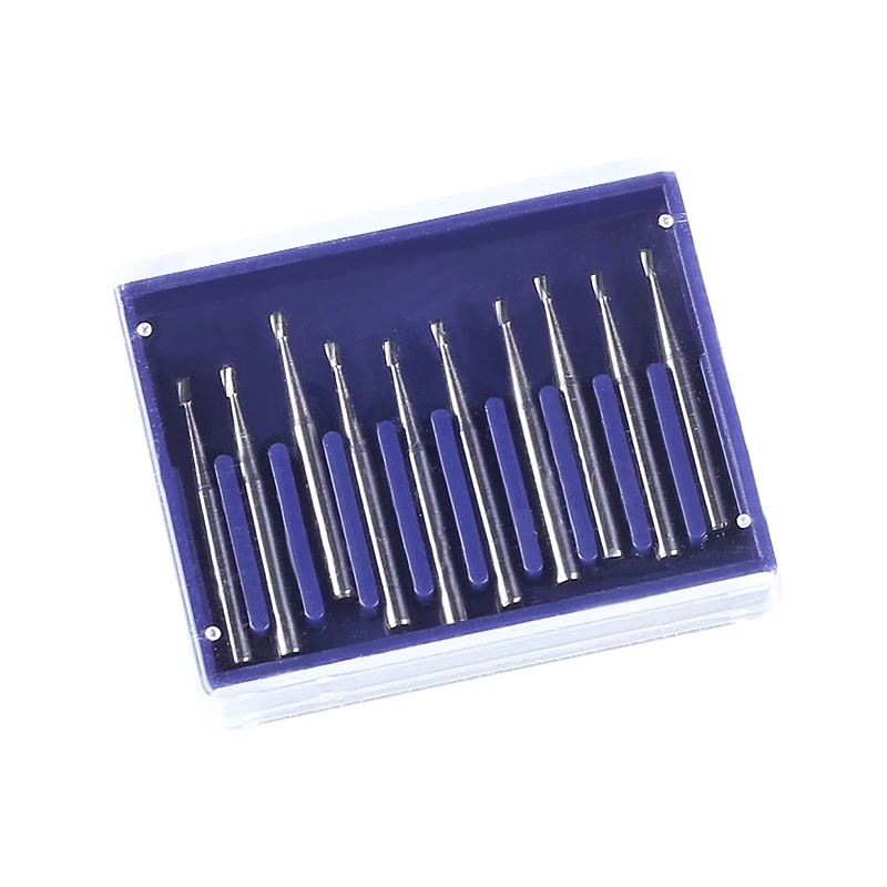 LYuen 10pcs Dental Tungsten Carbide Burs – FG Round 1/2/3/4/5, 1.6mm Shank for High Speed Handpiece, Sharp Cutting Edge Dentistry Tools (19mm Length)