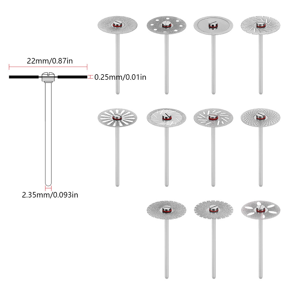 LYuen 5Pcs Double Side Diamond Discs – Dental Lab Polishing Mandrel, Rotary Cutting Tool for Polisher Machine (1.6mm Shank)