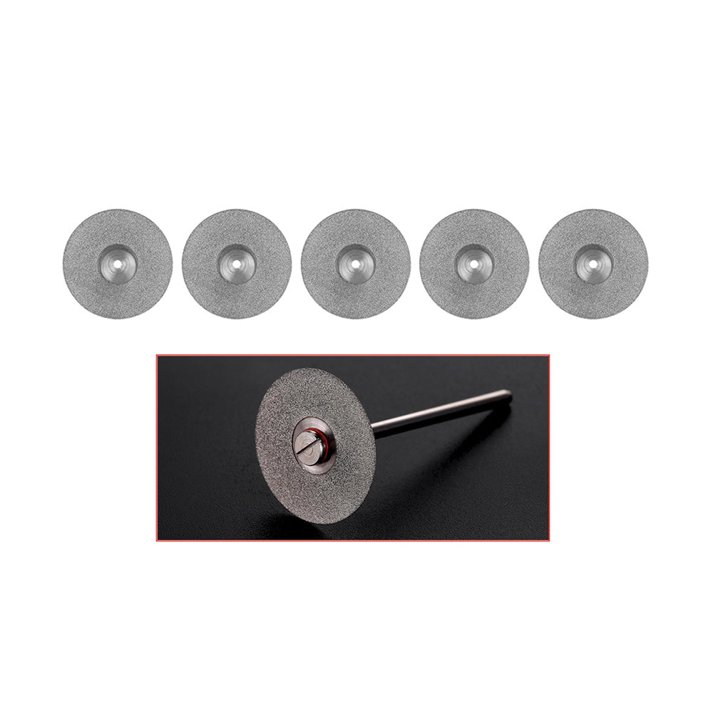 LYuen 5Pcs Double Side Diamond Discs – Dental Lab Polishing Mandrel, Rotary Cutting Tool for Polisher Machine (1.6mm Shank)