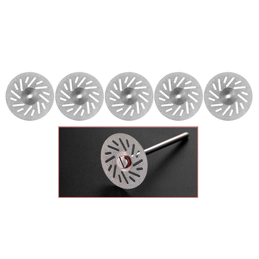 LYuen 5Pcs Double Side Diamond Discs – Dental Lab Polishing Mandrel, Rotary Cutting Tool for Polisher Machine (1.6mm Shank)