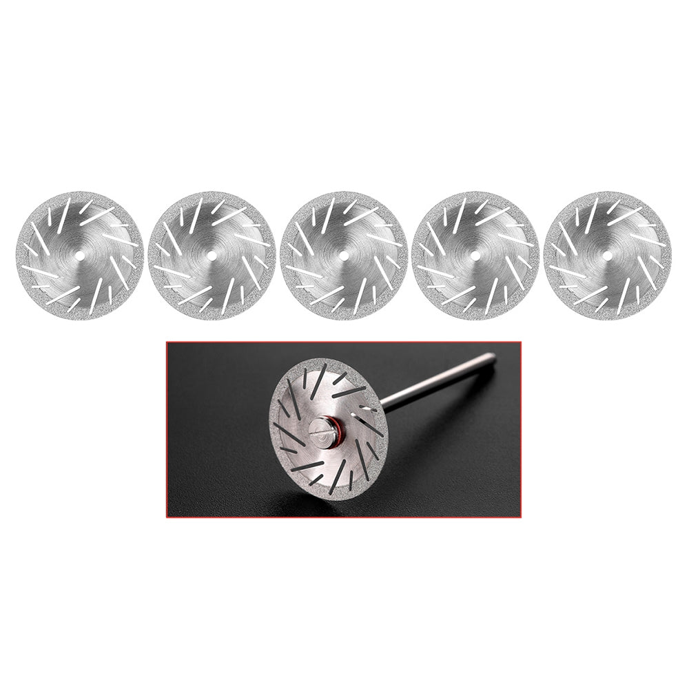 LYuen 5Pcs Double Side Diamond Discs – Dental Lab Polishing Mandrel, Rotary Cutting Tool for Polisher Machine (1.6mm Shank)