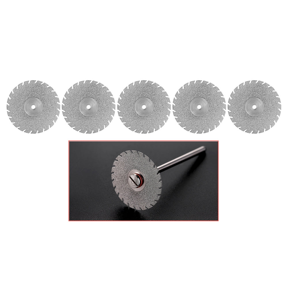 LYuen 5Pcs Double Side Diamond Discs – Dental Lab Polishing Mandrel, Rotary Cutting Tool for Polisher Machine (1.6mm Shank)