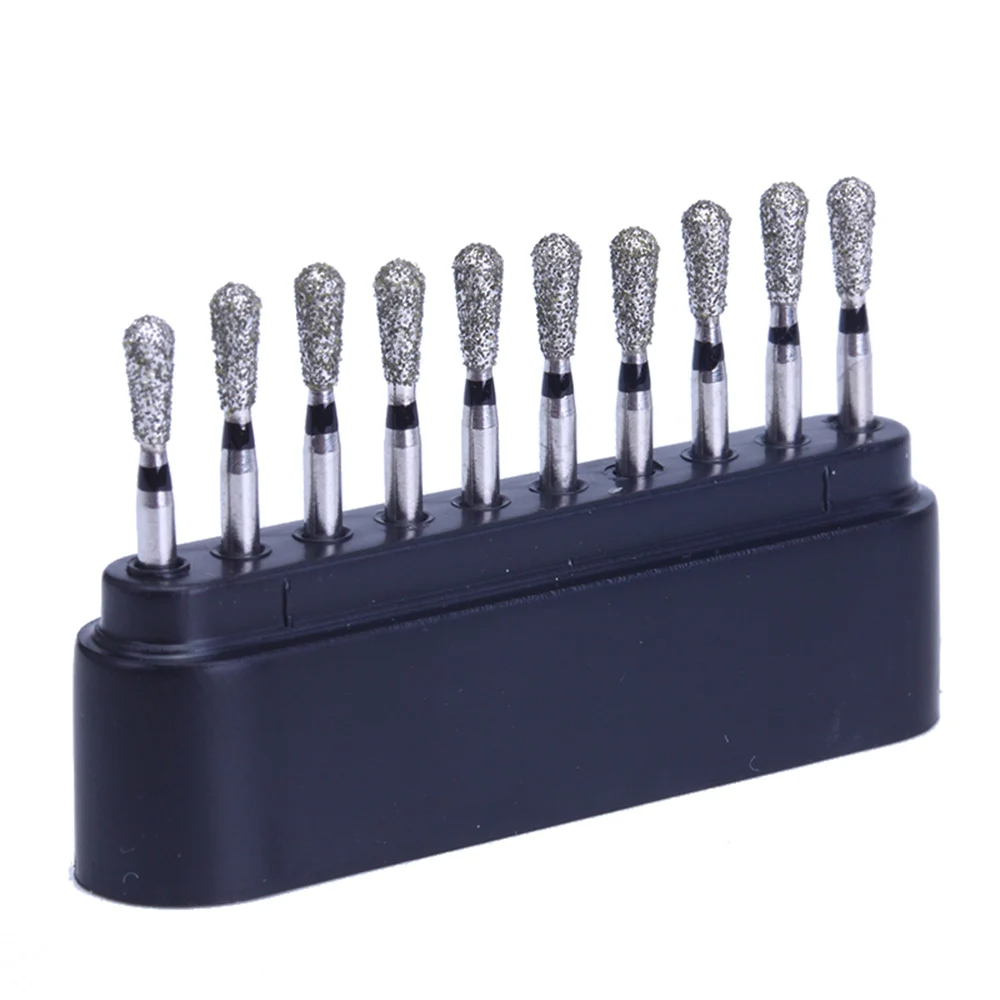 LYuen 10Pcs Super Coarse Diamond Burs Kit – Multiple Shapes for Crown/Cavity Preparation, FG 1.6mm for High Speed Handpiece, with Black Storage Box (All Super Coarse Grit)