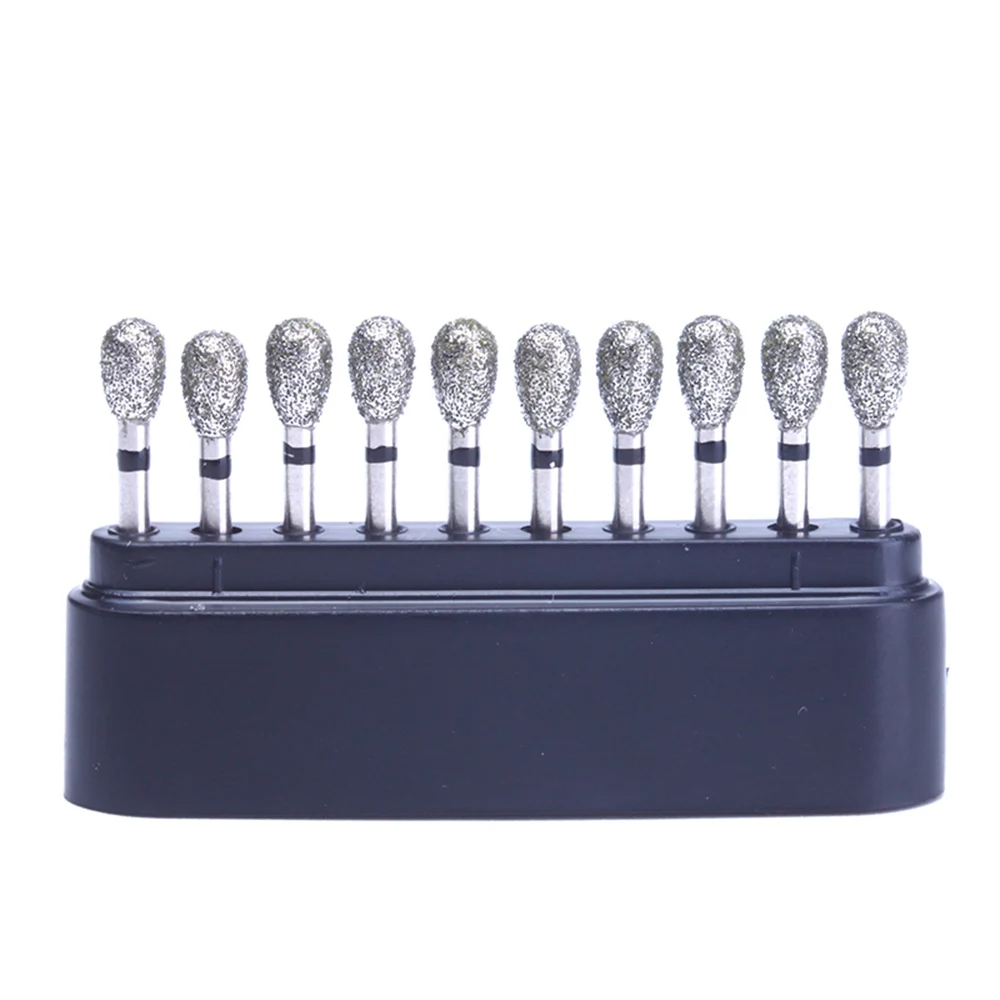 LYuen 10Pcs Super Coarse Diamond Burs Kit – Multiple Shapes for Crown/Cavity Preparation, FG 1.6mm for High Speed Handpiece, with Black Storage Box (All Super Coarse Grit)