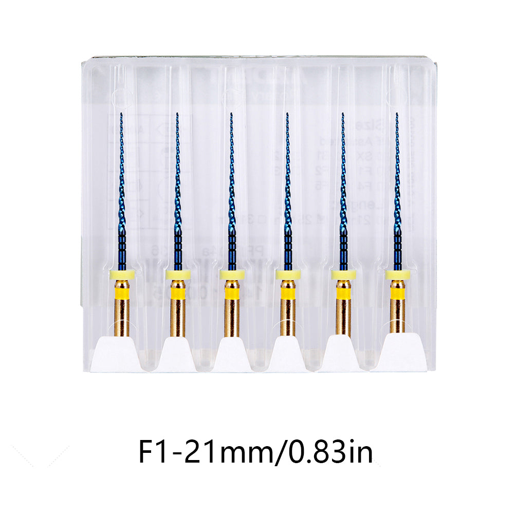 LYuen Dental Heat Activated Root Canal Files Kit SX-F3 6pcs/Box Heat Treated NiTi High Flexibility Dentist Endodontic Treatment Curved Canal Preparation Instruments